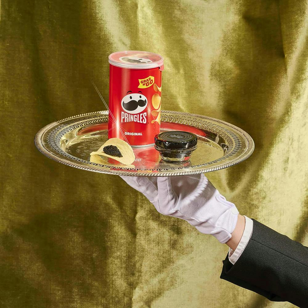 A platter of Pringles and caviar for viral marketing food trends for 2023
