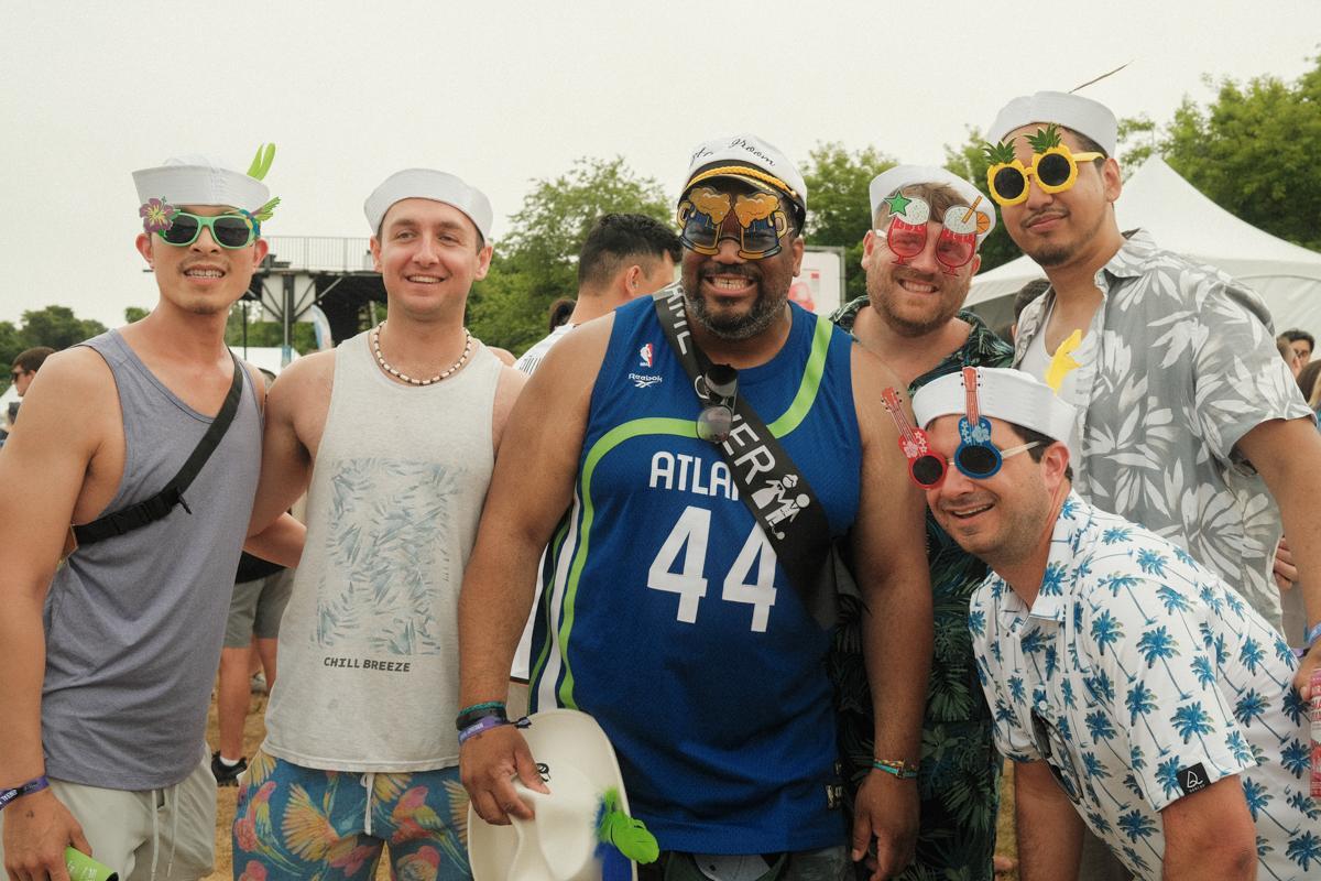 Palm Tree Festival attendees wearing colorful attire